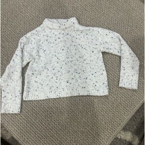 ANN TAYLOR Cropped, Speckled Crew Neck Sweater